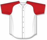 Athletic Knit (AK) BA1875Y-209 Youth White/Red Full Button Baseball Jersey