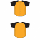 Athletic Knit (AK) BA1875A-213 Adult Gold/Black Full Button Baseball Jersey