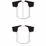 Athletic Knit (AK) BA1875Y-222 Youth White/Black Full Button Baseball Jersey