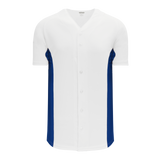 Athletic Knit (AK) BA1890A-207 Adult White/Royal Blue Full Button Baseball Jersey