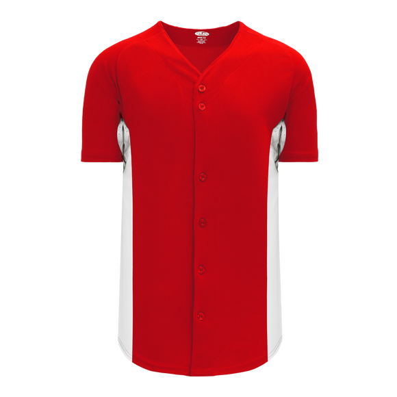 Athletic Knit (AK) BA1890A-208 Adult Red/White Full Button Baseball Jersey