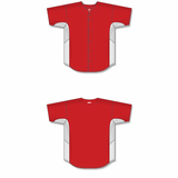 Athletic Knit (AK) BA1890A-208 Adult Red/White Full Button Baseball Jersey