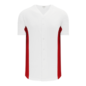 Athletic Knit (AK) BA1890A-209 Adult White/Red Full Button Baseball Jersey