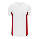 Athletic Knit (AK) BA1890A-209 Adult White/Red Full Button Baseball Jersey