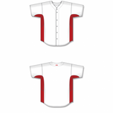 Athletic Knit (AK) BA1890Y-209 Youth White/Red Full Button Baseball Jersey