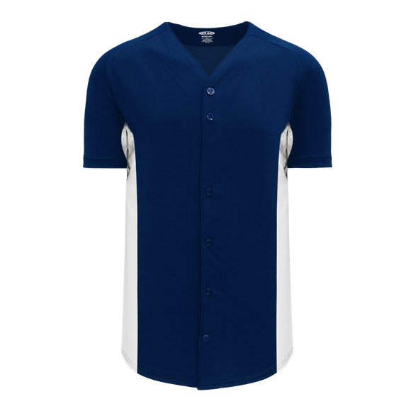 Athletic Knit (AK) BA1890Y-216 Youth Navy/White Full Button Baseball Jersey