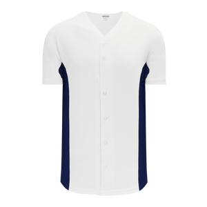 Athletic Knit (AK) BA1890Y-217 Youth White/Navy Full Button Baseball Jersey