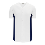 Athletic Knit (AK) BA1890A-217 Adult White/Navy Full Button Baseball Jersey