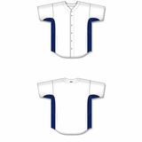 Athletic Knit (AK) BA1890A-217 Adult White/Navy Full Button Baseball Jersey