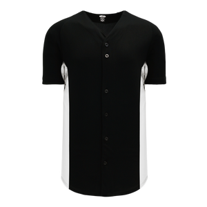 Athletic Knit (AK) BA1890A-221 Adult Black/White Full Button Baseball Jersey