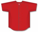 Athletic Knit (AK) BA5200L-005 Ladies Red Full Button Baseball Jersey