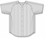Athletic Knit (AK) BA524A-222 Adult White/Black Pinstripe Full Button Baseball Jersey