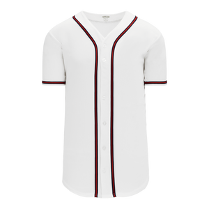 Athletic Knit (AK) BA5500A-ATL598 Atlanta Braves Adult White Full Button Baseball Jersey