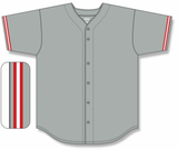 Athletic Knit (AK) BA5500Y-CIN699 Cincinnati Reds Grey Youth Full Button Baseball Jersey