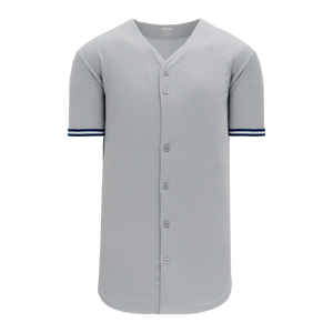 Athletic Knit (AK) BA5500Y-NYY573 New York Yankees Grey Full Button Baseball Jersey