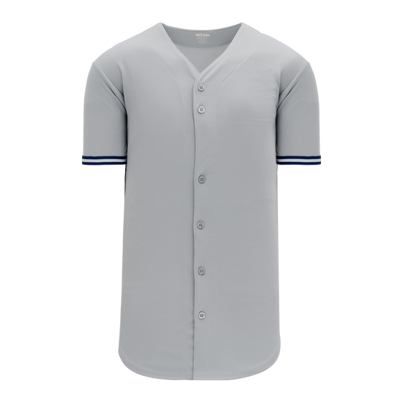 Athletic Knit (AK) BA5500Y-NYY573 New York Grey Full Button Baseball Jersey