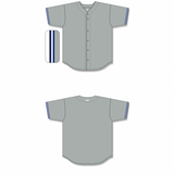 Athletic Knit (AK) BA5500A-NYY573 New York Grey Adult Full Button Baseball Jersey