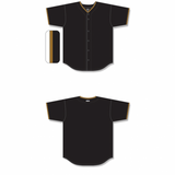 Athletic Knit (AK) BA5500A-PIT578 Pittsburgh Black Adult Full Button Baseball Jersey