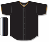 Athletic Knit (AK) BA5500A-PIT578 Pittsburgh Black Adult Full Button Baseball Jersey