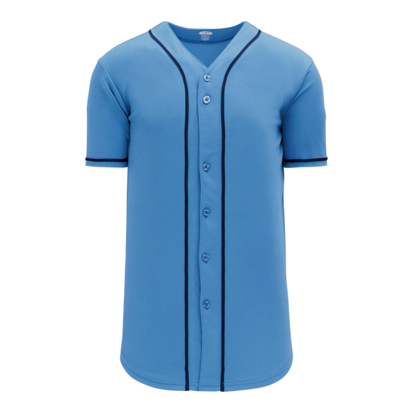 Athletic Knit (AK) BA5500A-TB694 Tampa Bay Rays Sky Blue Adult Full Button Baseball Jersey