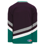 Athletic Knit (AK) Custom H550BKA-ANA638BK Pro Series - Adult Knitted Anaheim Mighty Ducks Eggplant Hockey Jersey