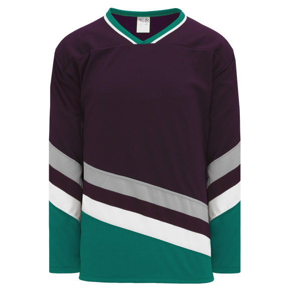 Athletic Knit (AK) Custom H550BKY-ANA638BK Pro Series - Youth Knitted Anaheim Mighty Ducks Eggplant Hockey Jersey
