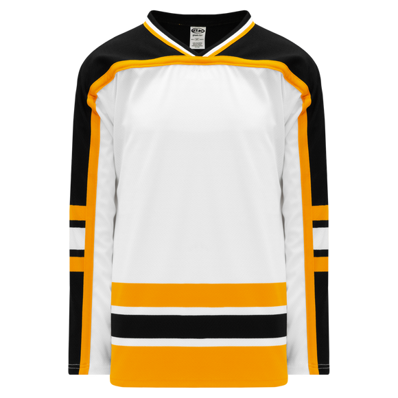 Athletic Knit (AK) H550BKA-BOS301BK Pro Series - Adult Knitted Boston Bruins White Hockey Jersey