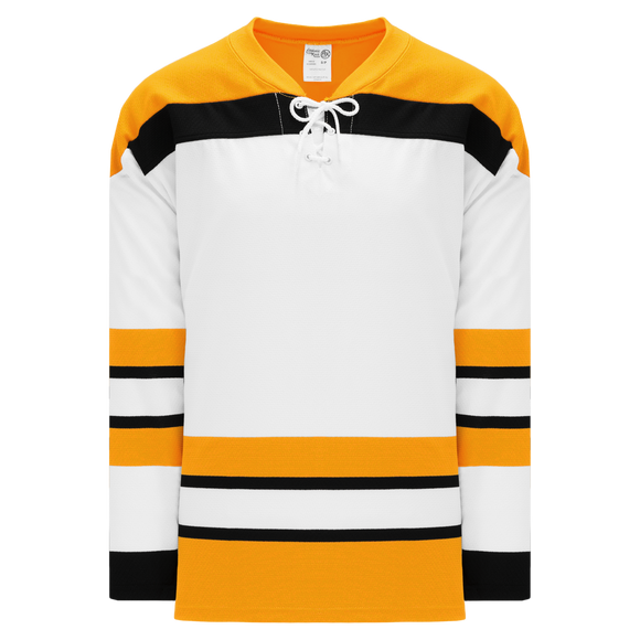 Athletic Knit (AK) H550BKA-BOS399BK Pro Series - Adult Knitted Vintage Boston Bruins White Hockey Jersey