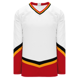 Athletic Knit (AK) H550BKY-CAL682BK Pro Series - Youth Knitted New Calgary Flames Third White Hockey Jersey