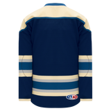 Athletic Knit (AK) H550BKA-CLM892BK Pro Series - Adult Knitted 2010 Columbus Blue Jackets Third Navy Hockey Jersey
