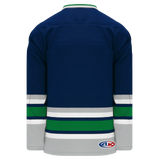 Athletic Knit (AK) H550BKY-HAR943BK Pro Series - Youth Knitted Hartford Whalers Navy Hockey Jersey