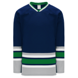 Athletic Knit (AK) H550BKA-HAR943BK Pro Series - Adult Knitted Hartford Whalers Navy Hockey Jersey