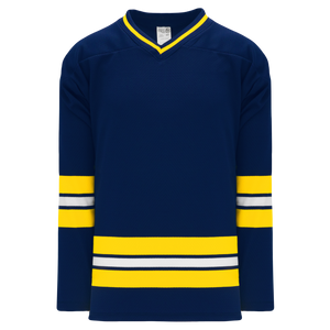 Athletic Knit (AK) H550BKY-MIC589BK Pro Series - Youth Knitted 2011 University of Michigan Wolverines Navy Hockey Jersey