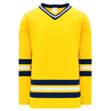 Athletic Knit (AK) H550BKY-MIC590BK Pro Series - Youth Knitted 2011 University of Michigan Wolverines Maize Hockey Jersey