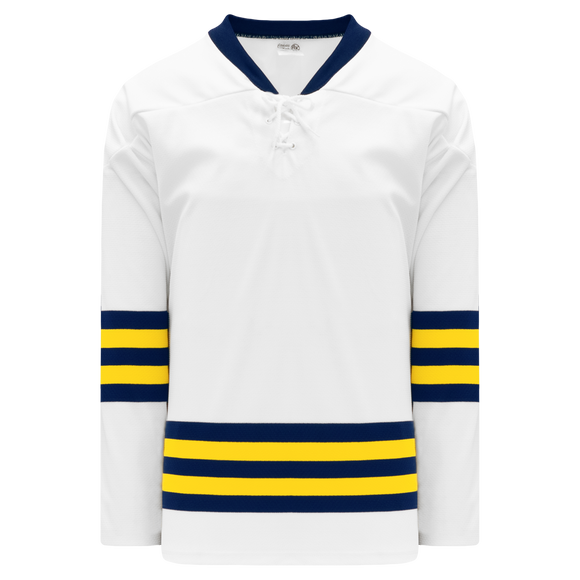 Athletic Knit (AK) H550BKY-MIC591BK Pro Series - Youth Knitted 2011 University of Michigan Wolverines White Hockey Jersey