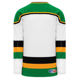 Athletic Knit (AK) H550BKY-MIN407BK Pro Series - Youth Knitted Minnesota North Stars White with Black Stripe Hockey Jersey