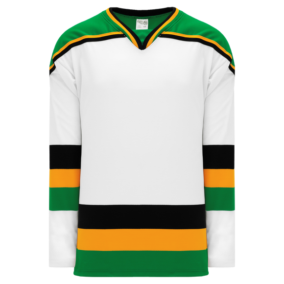 Green and White Hockey Jerseys with the North Stars Twill Logo 