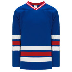 Athletic Knit (AK) H550BKA-NYR312BK Pro Series - Adult Knitted New York Rangers Royal Blue Hockey Jersey