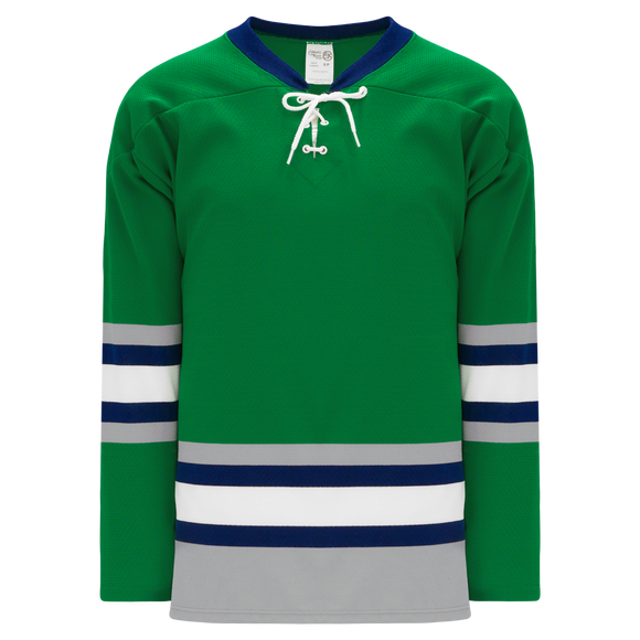 Athletic Knit (AK) H550BKY-PLY945BK Pro Series - Youth Knitted Plymouth Whalers Kelly Green Hockey Jersey