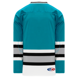 Athletic Knit (AK) H550BKA-SAN636BK Pro Series - Adult Knitted San Jose Sharks Teal Hockey Jersey