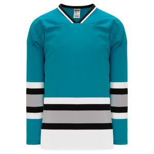 Athletic Knit (AK) H550BKY-SAN636BK Pro Series - Youth Knitted San Jose Sharks Teal Hockey Jersey