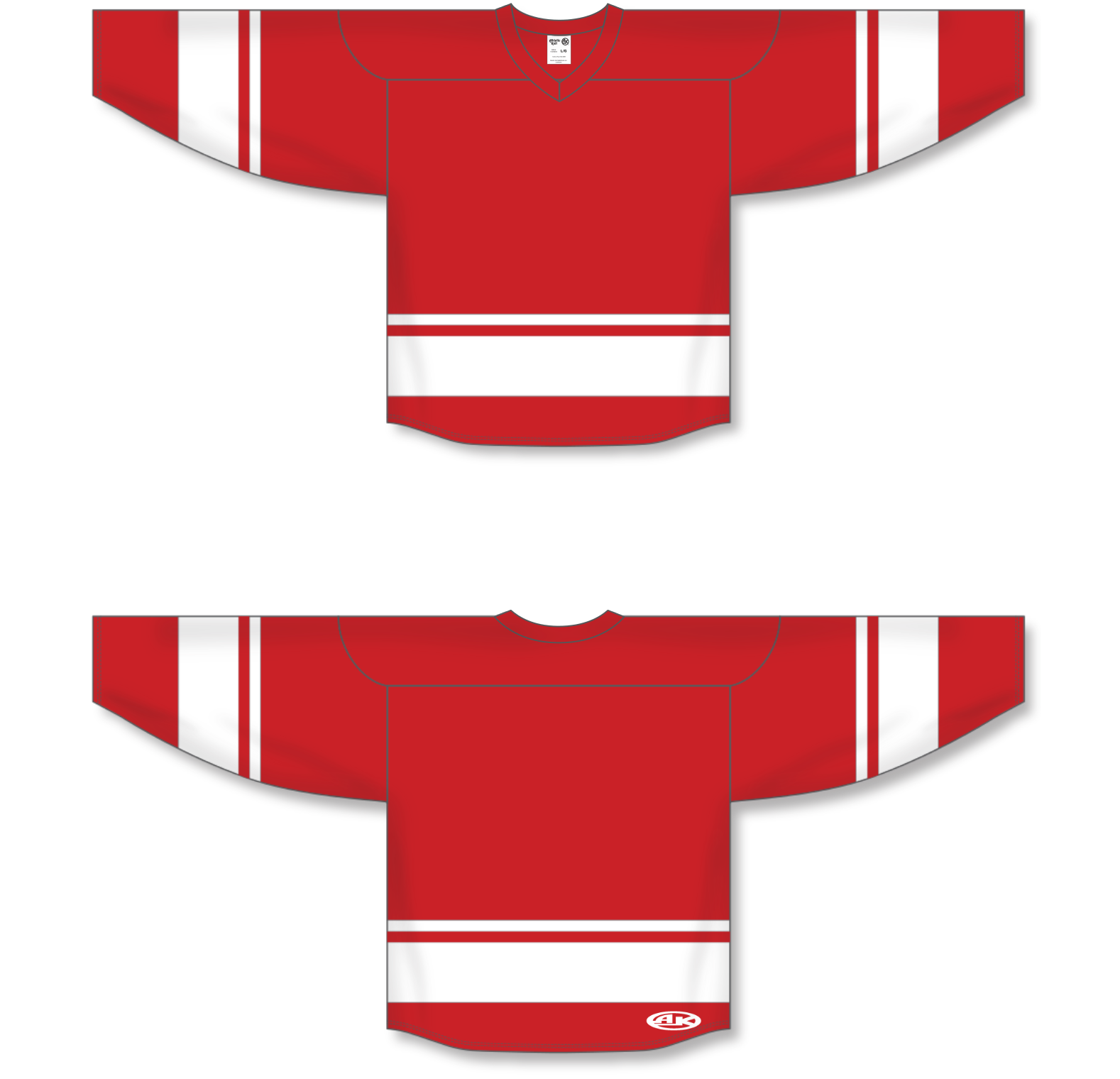 H6400-208 Red/White League Style Blank Hockey Jerseys Adult Large