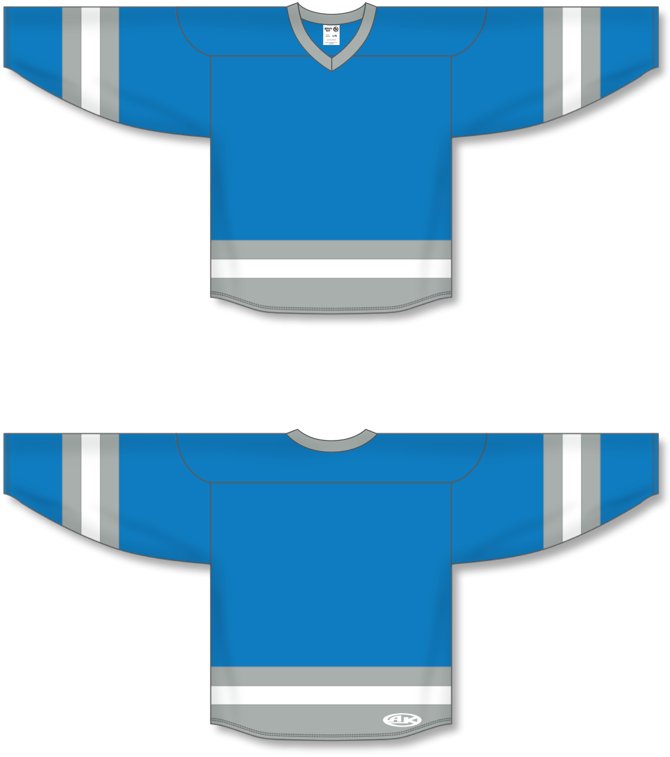 H6500-459 Pro Blue/Grey/White League Style Blank Hockey Jerseys Adult XL