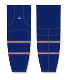 Athletic Knit (AK) HS2100 2017 Columbus Blue Jackets Navy Mesh Cut & Sew Ice Hockey Socks - PSH Sports